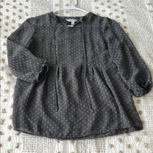 Charming Charlie Gray Blouse with White Dots